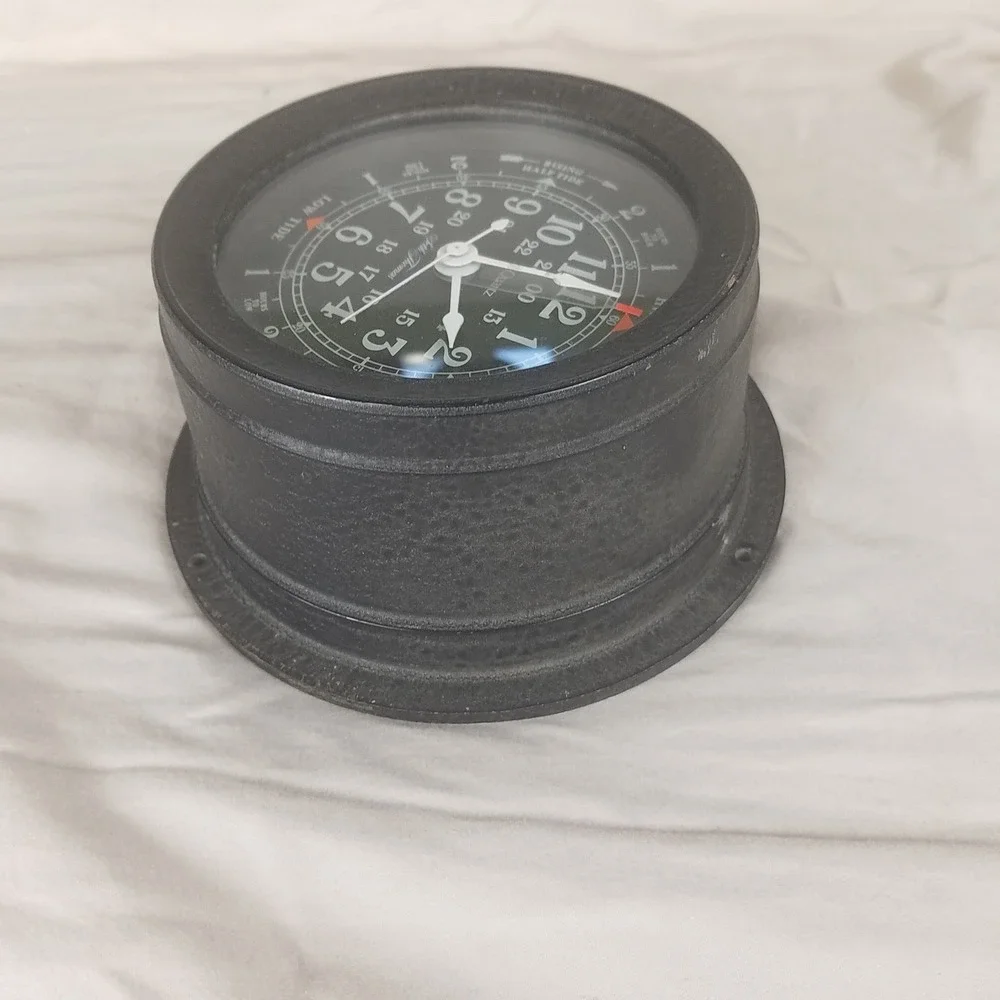 Seth Thomas Tide Clock 5.5in Black Quartz 1030B vntg Nautical Wall Mount heavy